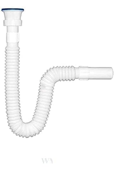 Yıldızan Livastore Yüksek Kaliteli Çelik Süzgeçli Lavabo Gider Hortumu,Pratik Körüklü Sifon,Uzun Eviye Gider