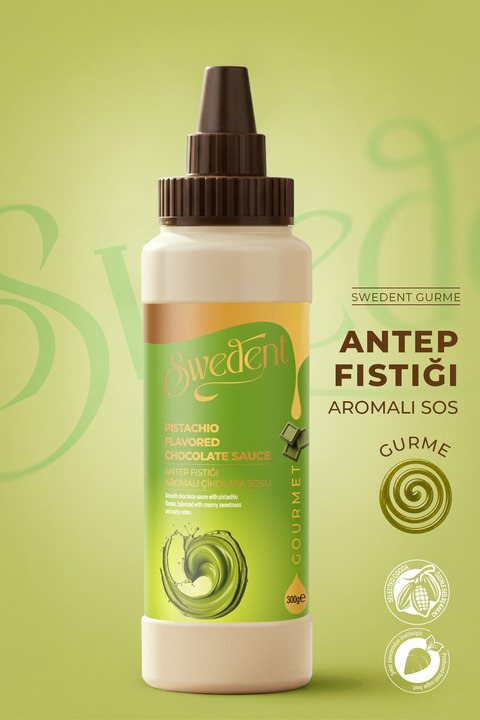 Swedent Gurme Serisi Antep Fıstığı Aromalı Çikolata Sos Gerçek Antep Fıstığı Tadında Zengin ve Akışkan Kıvam