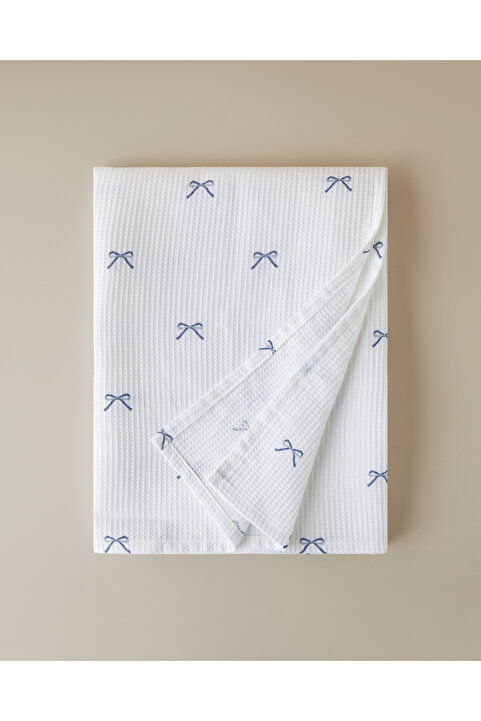 English Home Romance Ribbon Çift Kişilik Pike 200x220 cm Mavi