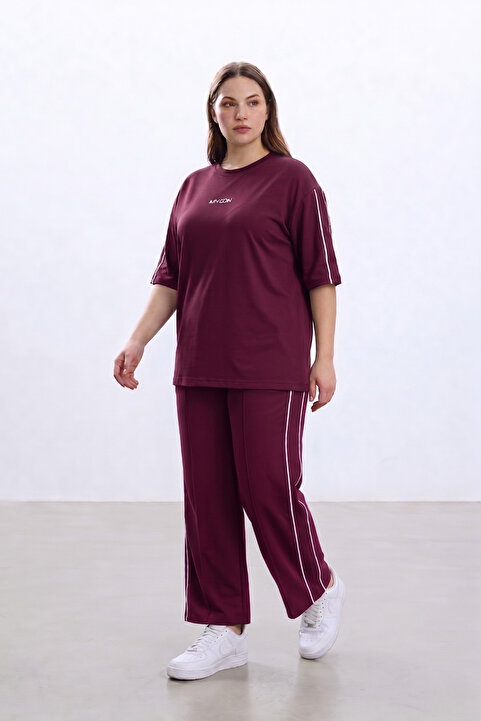Elisho Oşho Modal Kumaş Kısa Kollu Çift Biye Detaylı Alt Üst Takım 2XL-6XL