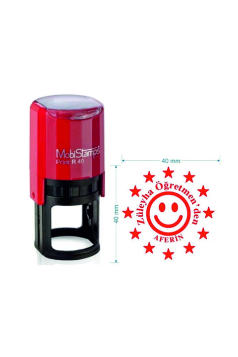 Mobistamps Öğretmen Kaşesi Yuvarlak Yıldızlı Aferin