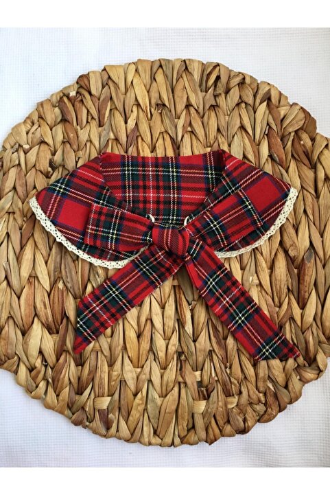 Eylülce Butik Çocuk Vintage Dantelli Ekose Yakalık
