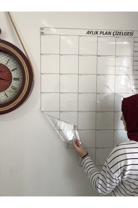 Tutunabilir Kağıt Aylık Planlayıcı Statik Akıllı Kağıt Takvim Yazı Tahtası Kalem 100x100 Cm