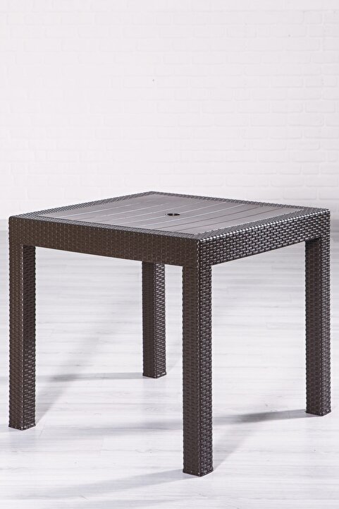 SANDALİE Rattan 80x80 Camsız Kahve Masa - Bahçe&balkon&teras