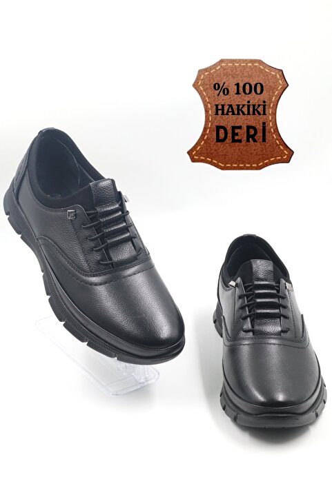 nazenintasarımlar Erkek Siyah Ortopedik Iç Dış Komple Deri Ultra Rahat Günlük Ayakkabı