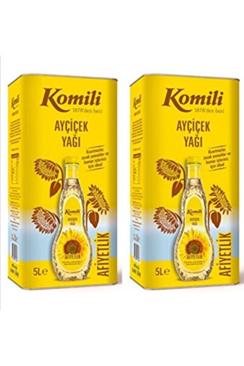 Komili Afiyetlik Ayçiçek Yağı 2 Adet 5 Litrelik Teneke