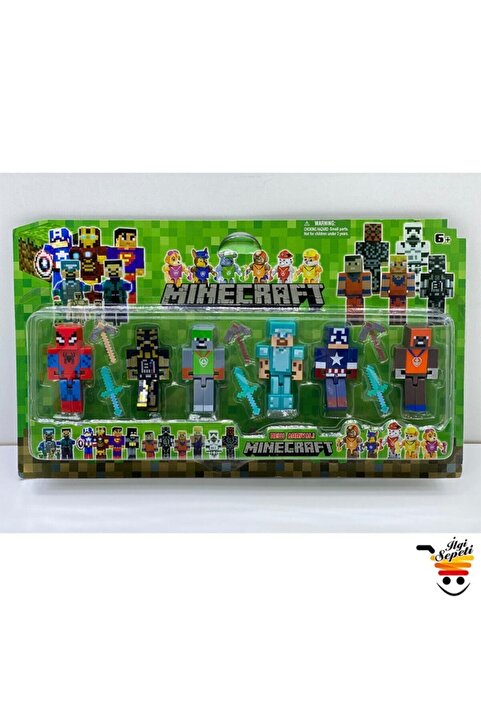 Minecraft Süper Kahramanlar 6 Lı Figür Set Süperman, Batman, Steve 6 Figür Ve Aksesuarlı 12 Parça