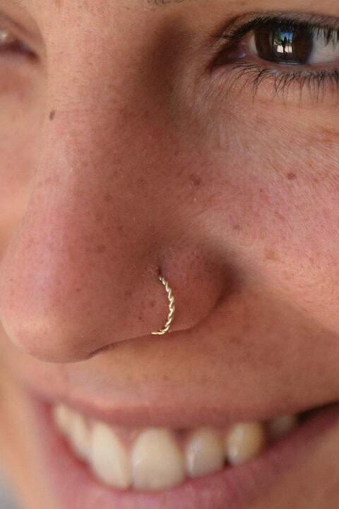 Beyisa El İşi 925 Ayar Gümüş Halka Burma Sarmal Hızma Burun Piercing Nose Ring