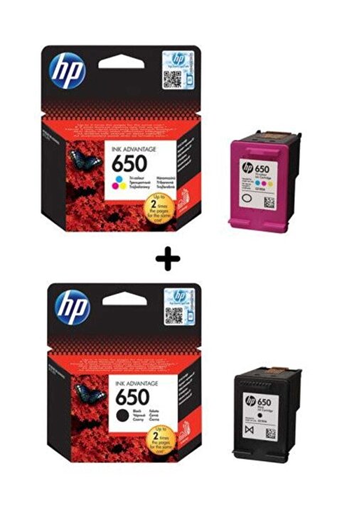 HP 650 Siyah ve Renkli Kartuş Seti (CZ101AE, CZ102AE)