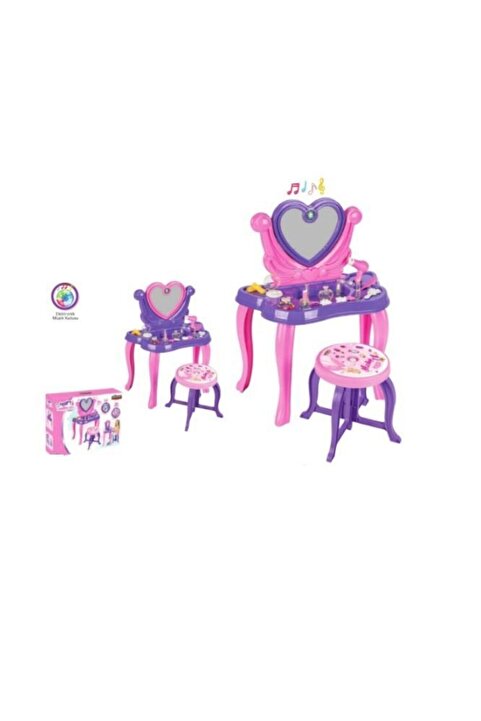 PİLSAN Müzikli Kalp Makyaj Masası Pembe 06047
