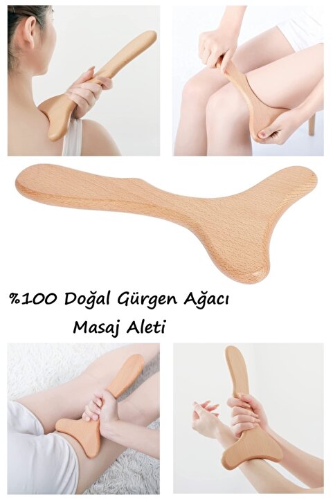 3 Selülit Giderici Ahşap Masaj Aleti Ve Akapunktur El Yapımı Lenf Drenaj % 100 Doğal