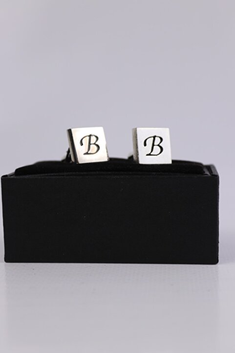Ars Magic Box Harfli Gümüş Renk Kol Düğmesi B Harfi
