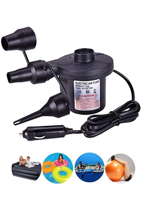 Genel Markalar Araç Çakmağından Çalışan 3 Başlıklı Çift Fonksiyonlu 12v Elektrikli Pompa