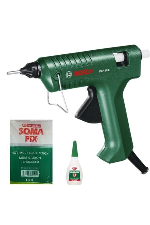 Bosch Pkp 18 E Sıcak Mum Silikon Tabancası + 1 Kg Kalın Mum Silikon + Yapıştırıcı Seti