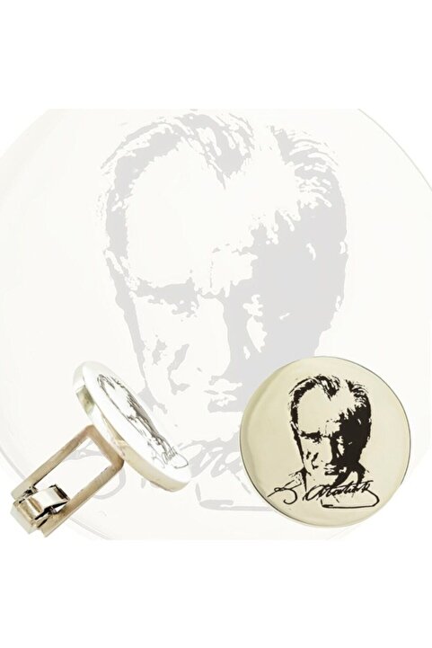 Gökdeniz 925 Kemal Atatürk Imzalı Tasarım Gümüş Erkek Hediyelik Kol Düğmesi