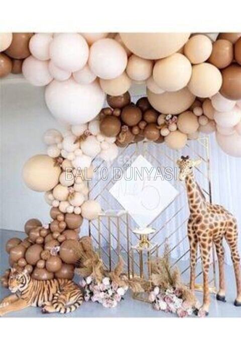 BEST PARTİ DOĞUM GÜNÜ PARTİ SÜSLERİ Karamel Ten Çikolata Kahve Beyaz Pastel Renk Balon Zinciri 50 Adet+5 Mt Balon Zinciri