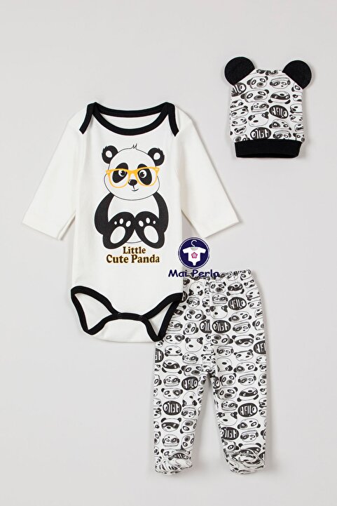 Mai Perla Unisex Bebek Panda Zıbın Takımı 3 Lü