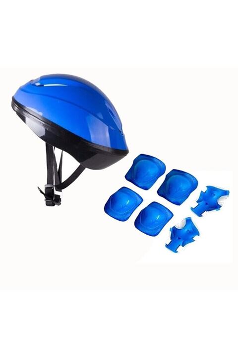 Furkan Toys Kask Dizlik Dirseklik Eldiven Koruyucu Set Mavi Fr58864