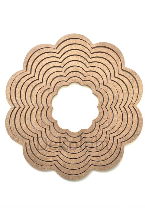 DEKOLOBİ 9'lu Papatya Kasnak Seti / Ham Mdf Düş Kapanı / Makrome Kasnak 30 Cm