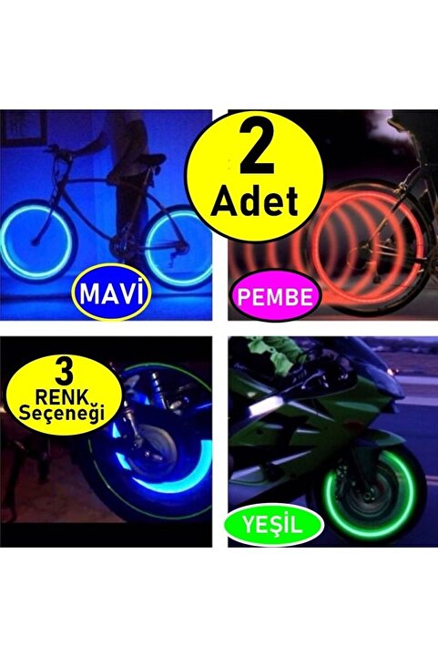 alpanya 2’li Fotosel Hareket Sensörlü Işıklı Led Sibop Kapağı Bisiklet Motosiklet Lastik Jant Ledli Işığı