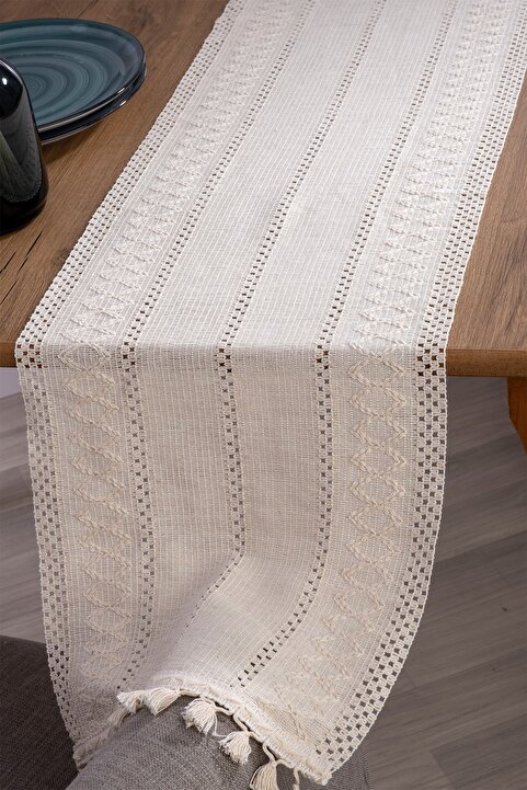 vivamaison Pamuk Dantel Krem 35x145 Cm Runner Masa Örtüsü
