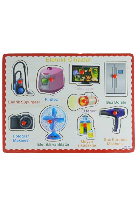 Ahi Eğitici Tutmalı Ahşap Bultak Puzzle - Elektrikli Ev Aletleri Yapboz