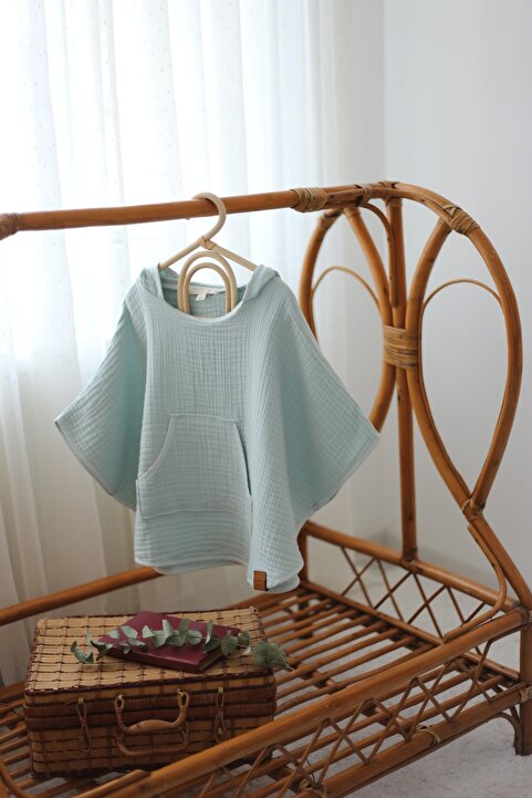 Mujo Baby&Kids 4 Katlı Müslin Panço – %100 Organik Pamuk - Mint Yeşili
