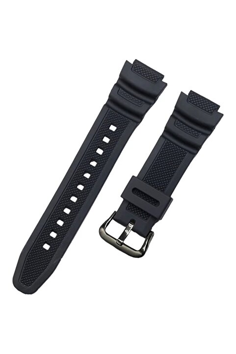 onlinekordon Casio Sgw-300h-1a, Sgw-400h-1b Saat Uyumlu Siyah Renk Silikon Saat Kordonu Kayışı
