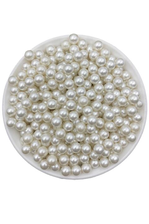 Hedef Bijuteri Deliksiz Inci Bıncuk, Deliksiz 8mm Krem Plastik Çakma Incisi (50gr,~170 Adet)