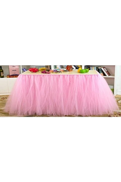 Carnaval Kabarık Kristal Tütü Tül Masa Eteği Pembe Renk