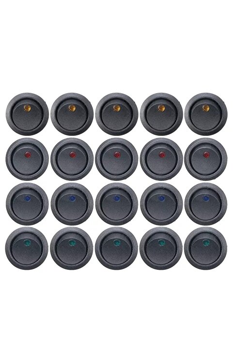 Genel Markalar 20 Adet 12v Nokta Işıklı 20mm Marin Anahtar
