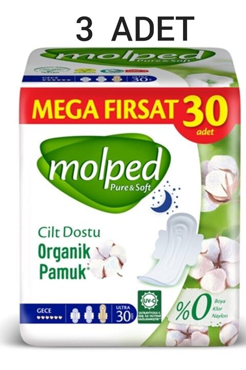 Molped Pure Soft Mega Fırsat Gece Ultra 30 Lu X 3 Adet