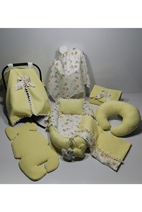 Balamira Waffle Sarı Ceylanlı 10 Parça Babynest Seti