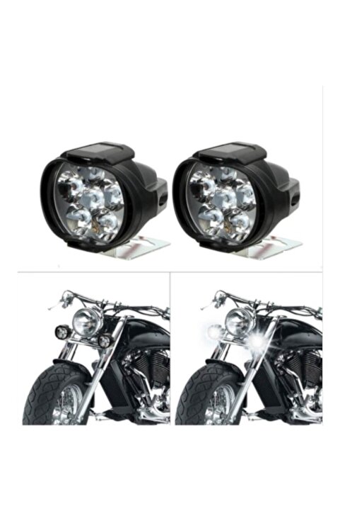 Oto Çizgi Motosiklet Sis Farı Takım 6 6 Ledli Mercekli Çakar & Sabit Mod