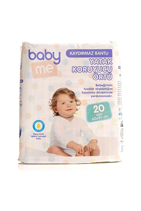 Baby Me Baby Me Kaydırmaz Bantlı Yatak Koruyucu Örtü 60x90 Cm 20 Adet