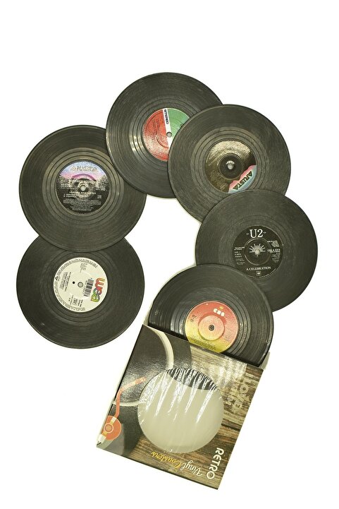 toptanhanem Retro Plak Tasarım Bardak Altlıkları Yabancı Klasik