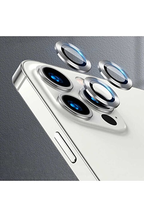 Fibaks iPhone 14 Pro Max & iPhone 14 Pro Kamera Lens Koruyucu Temperli Kırılmaz Cam Koruma Gümüş