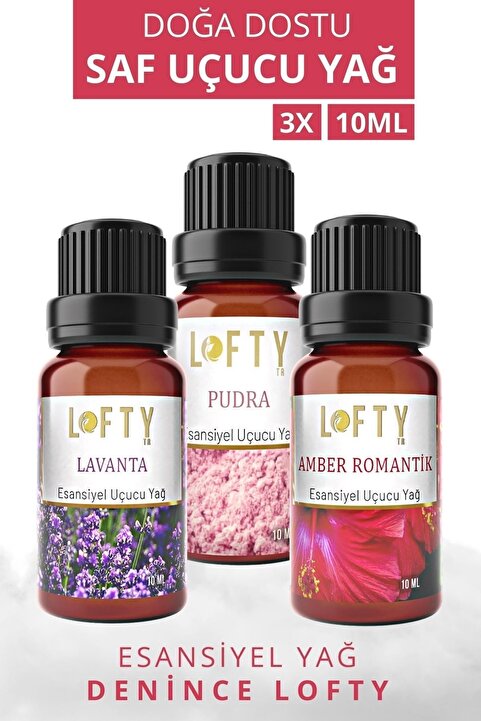 Lofty Pudra, Lavanta, Amber Romantik Uçucu Buhur Yağı Buhurdanlık Esansı Oda Kokusu Esansiyel 10 ml