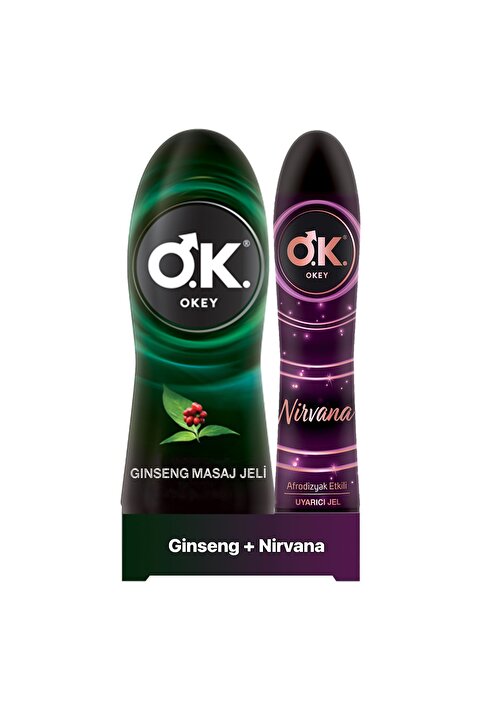 Okey Ginseng Masaj Jeli Su Bazlı 200 Ml + Nirvana Uyarıcı Jel Su Bazlı 100ml