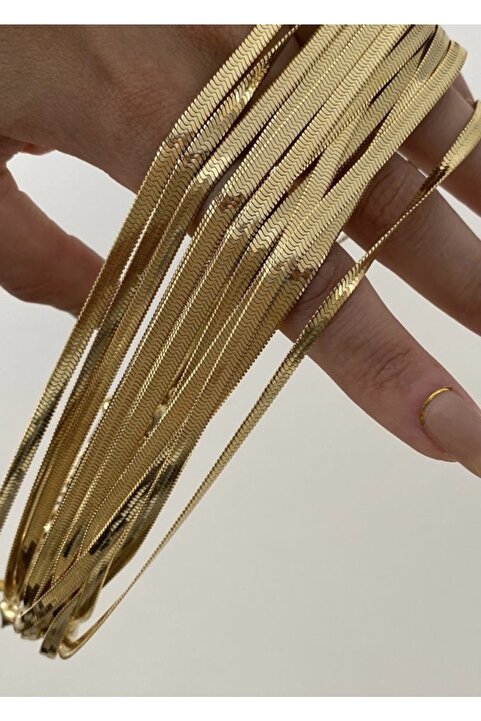KİLİGİSTANBUL 40 5 Cm Unisex Gold Renk Çelik Italyan Zincir Kolye