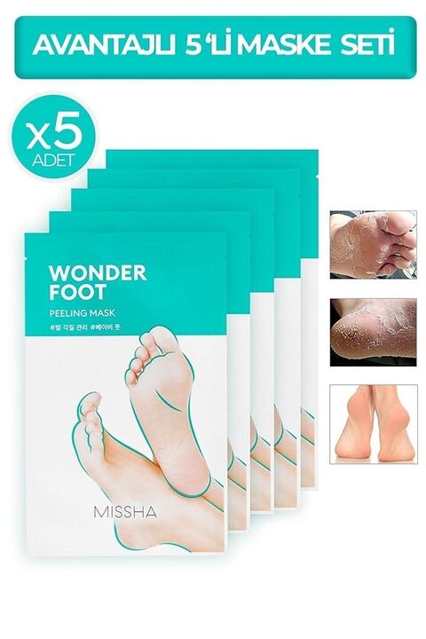 wonder foot Avantajlı Set Ölü Deri Ve Çatlaklar Için Soyulabilen Ayak Peeling Mask 50ml Peeling Mask 5'li