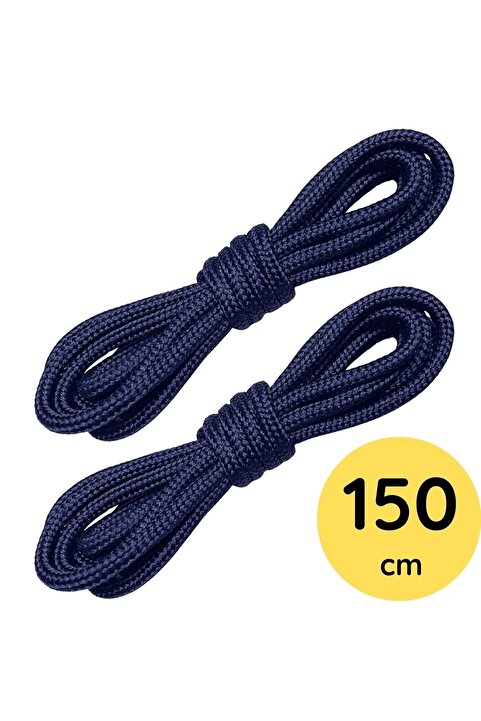 Foottab 150 Cm Lacivert Yuvarlak Bot Bağcığı, Fitilli Dayanıklı Sağlam Bağcık, Ayakkabı Bağcığı Bağı Ipi