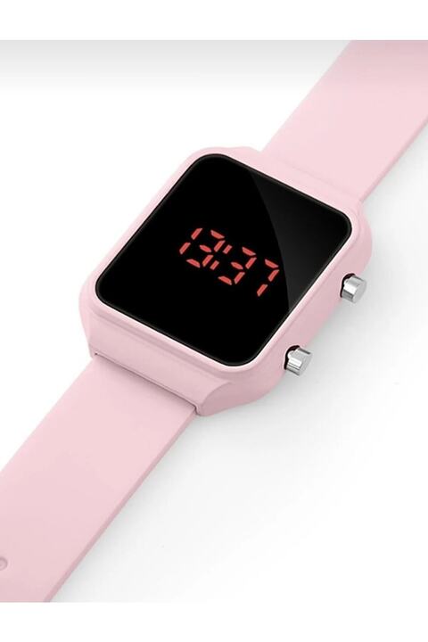 pullmarkt Dijital Led Çocuk Kol Saati Pembe Renk Silikon Çocuk Saatleri