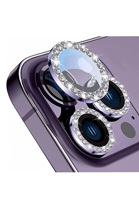 mimtec Iphone 14 Pro Ve 14 Pro Max Uyumlu Taşlı Kamera Lens Koruyucu
