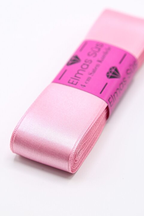 E Elmas Pembe Saten Kurdele (4cm-10m)