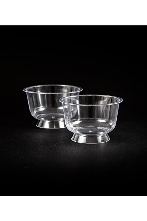 14Süs Plastik Kristal Tatlı Kabı Ayaklı 180cc 25 Adet Kullan At
