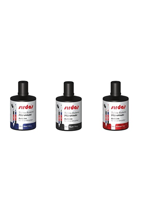 sırdaş Beyaz Tahta Kalem Mürekkebi 100 Ml. Siyah Kırmızı Mavi 3lü Set
