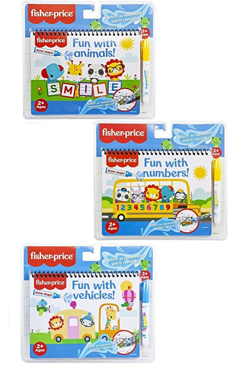 Fisher Price 3lü Set Fisher Price Araçlar Hayvanlar Sayılar Sihirli Boyama Kitabı Water Painting