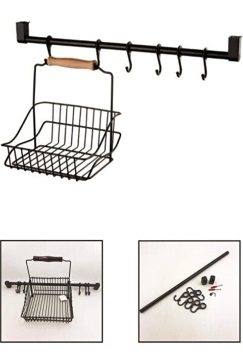 Kitchen Store Retro Ferforje Metal Sepet Askı Ve Kanca