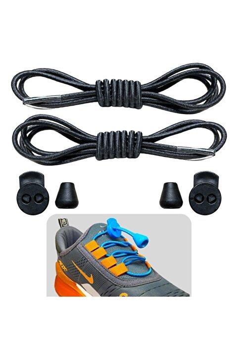 ipekbazaar Siyah Akıllı Bağcık, Pratik Lastikli Ayakkabı Bağcığı, Spor, Çocuk, Klasik Ve Bot Bağcığı, 1 Çift